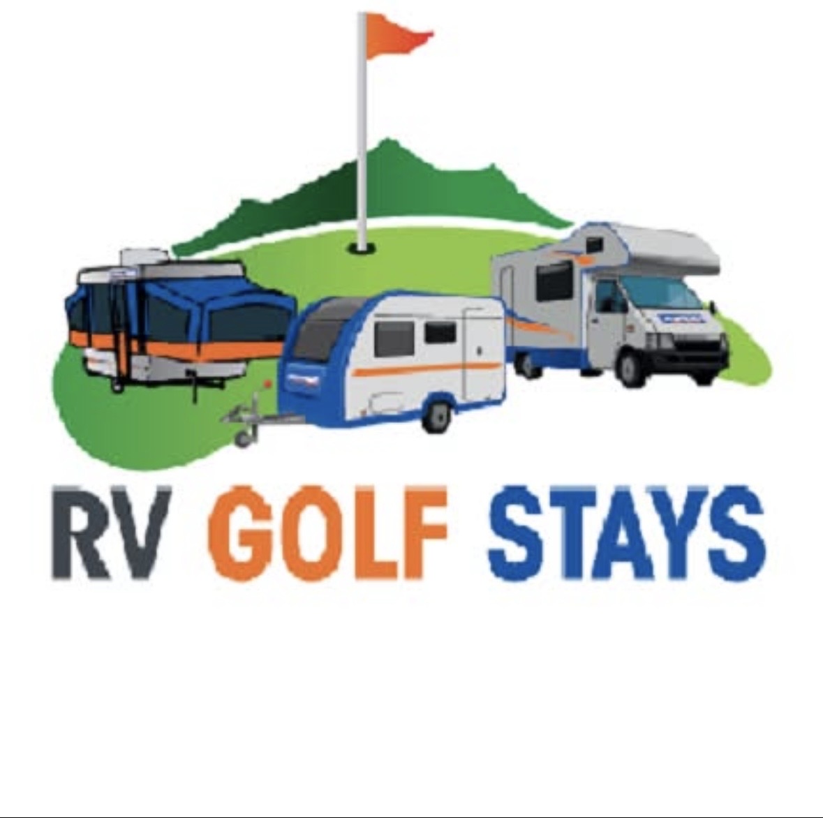RV Golf Stays original caravan, motorhome and golf flag logo
